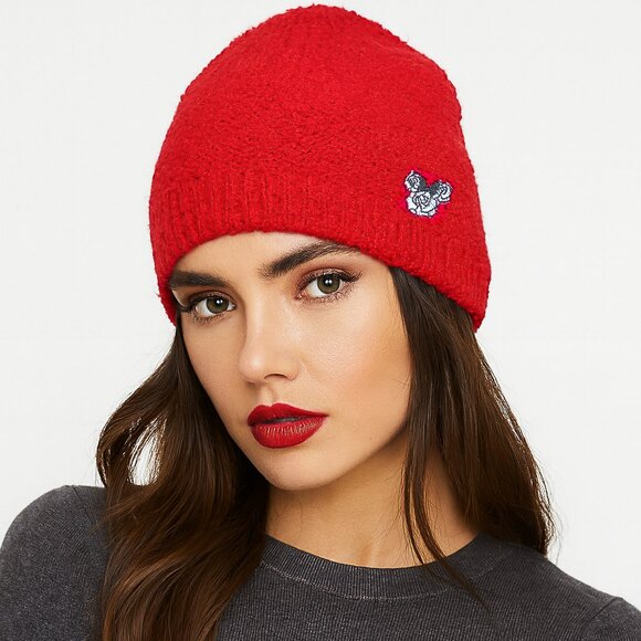 Disneyland Resort Accessories - Disney Theme Parks Minnie Mouse Icon Red Chenille Beanie Hat OS